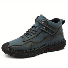 Men's PU Leather Lace-up Sneakers Comfortable Casual Walking Shoes