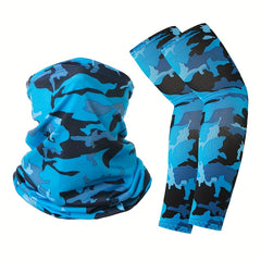 2pcs Outdoor Sunscreen Neck Gaiter Riding Mask And Sunshade Sleeve Set