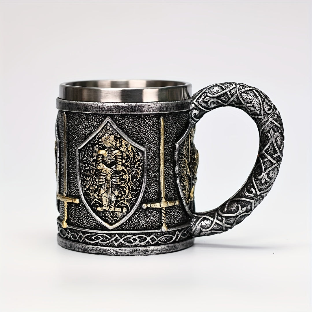 Medieval Warrior Stainless Steel Mug Castle Armor Insulated Coffee Cup