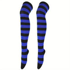 Striped Thigh High Socks Cosplay Over The Knee Stockings