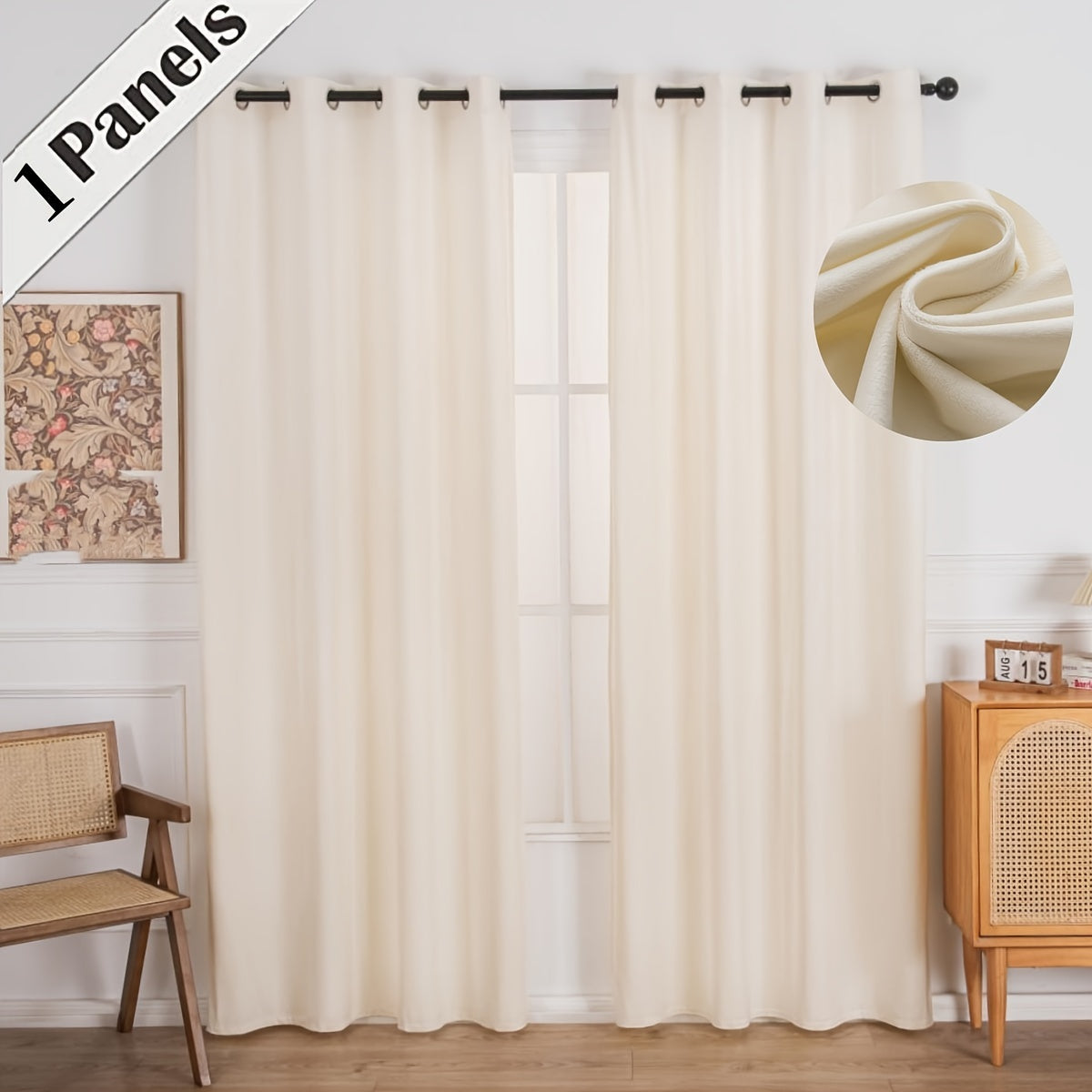 Solid Colour Velvet Curtain Blackout Grommet Top Curtains