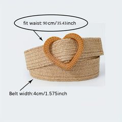 Candy Straw Braided Heart Buckle Belt Elastic Waistband
