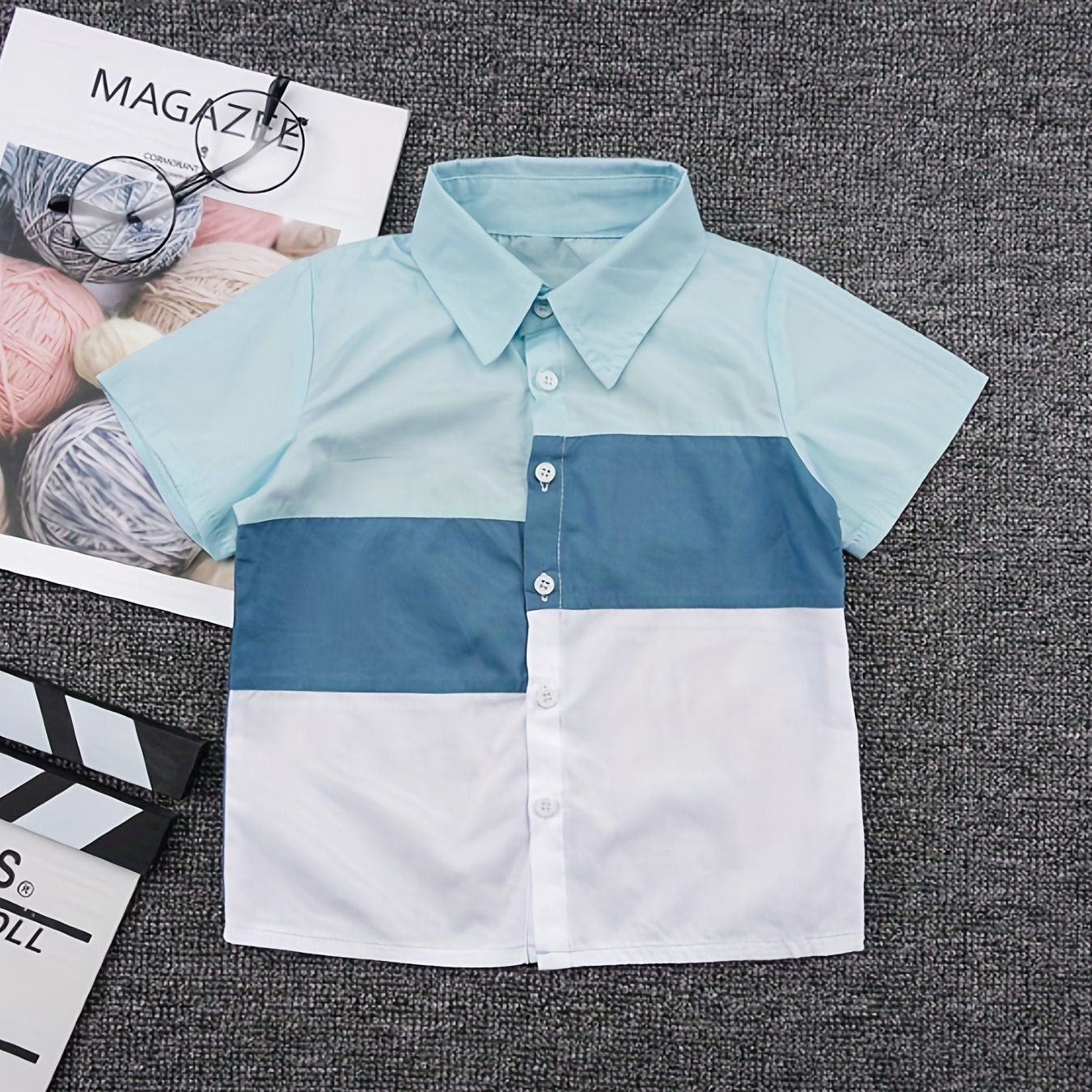 Boys Asymmetrical Block Top Non Stretch Shirt