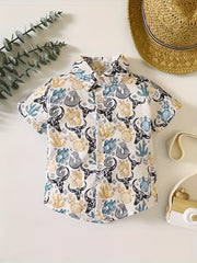 Western Cow Head Short Sleeved Shirt for Boys