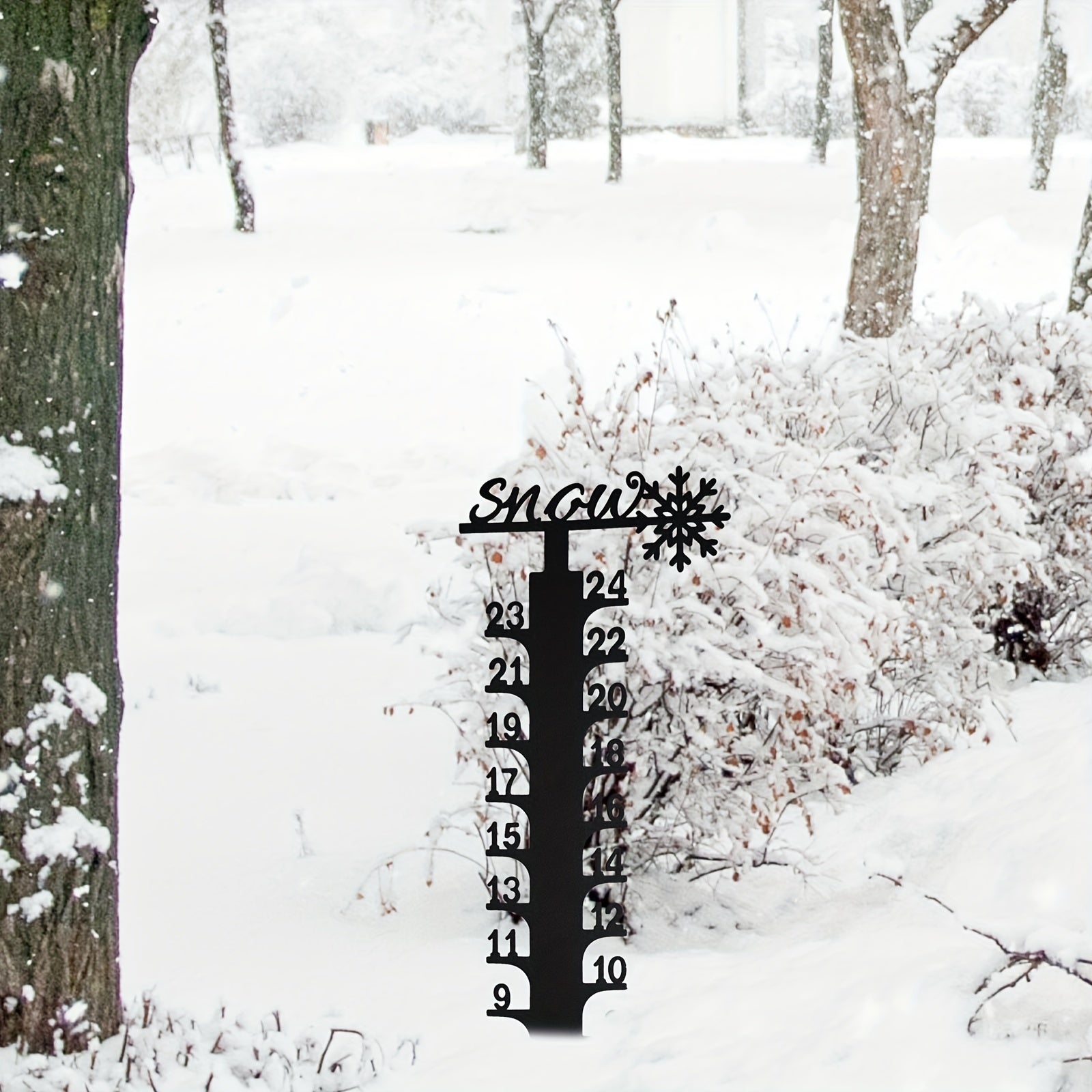 Metal Snowflake Snow Gauge Garden Stake Christmas Decor