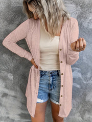  Solid Long Sleeve Button Up Cardigan