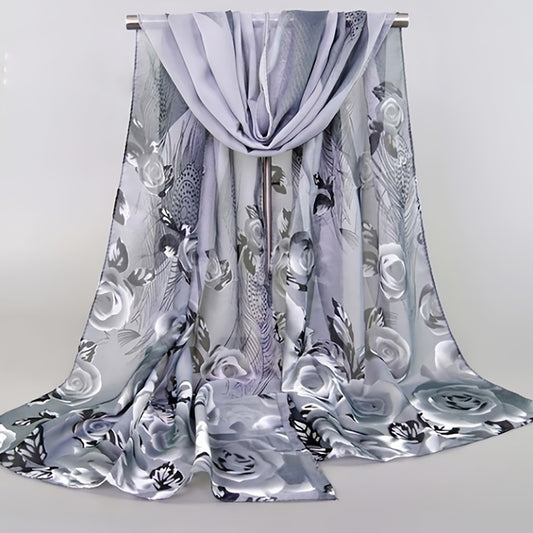 Floral Chiffon Silky Scarf Sun Protection Seaside Beach Scarf
