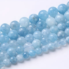6mm 10mm Aquamarines Natural Stone Loose Beads