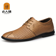 LAORENTOU Men's Perforated Lace Up Dress Shoes