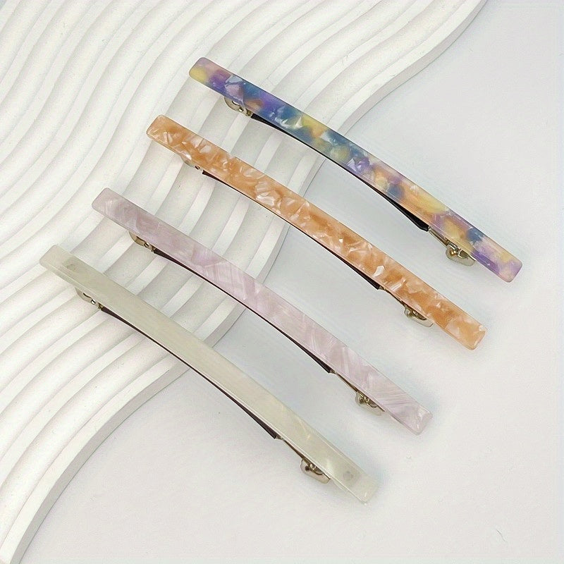 4pcs Long Barrette Style Hair Clip For Ponytail Holder Women Girls Hair Clip