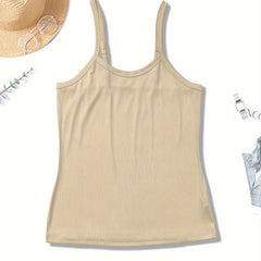  Solid Ribbed Scoop Neck Sexy Cami Top