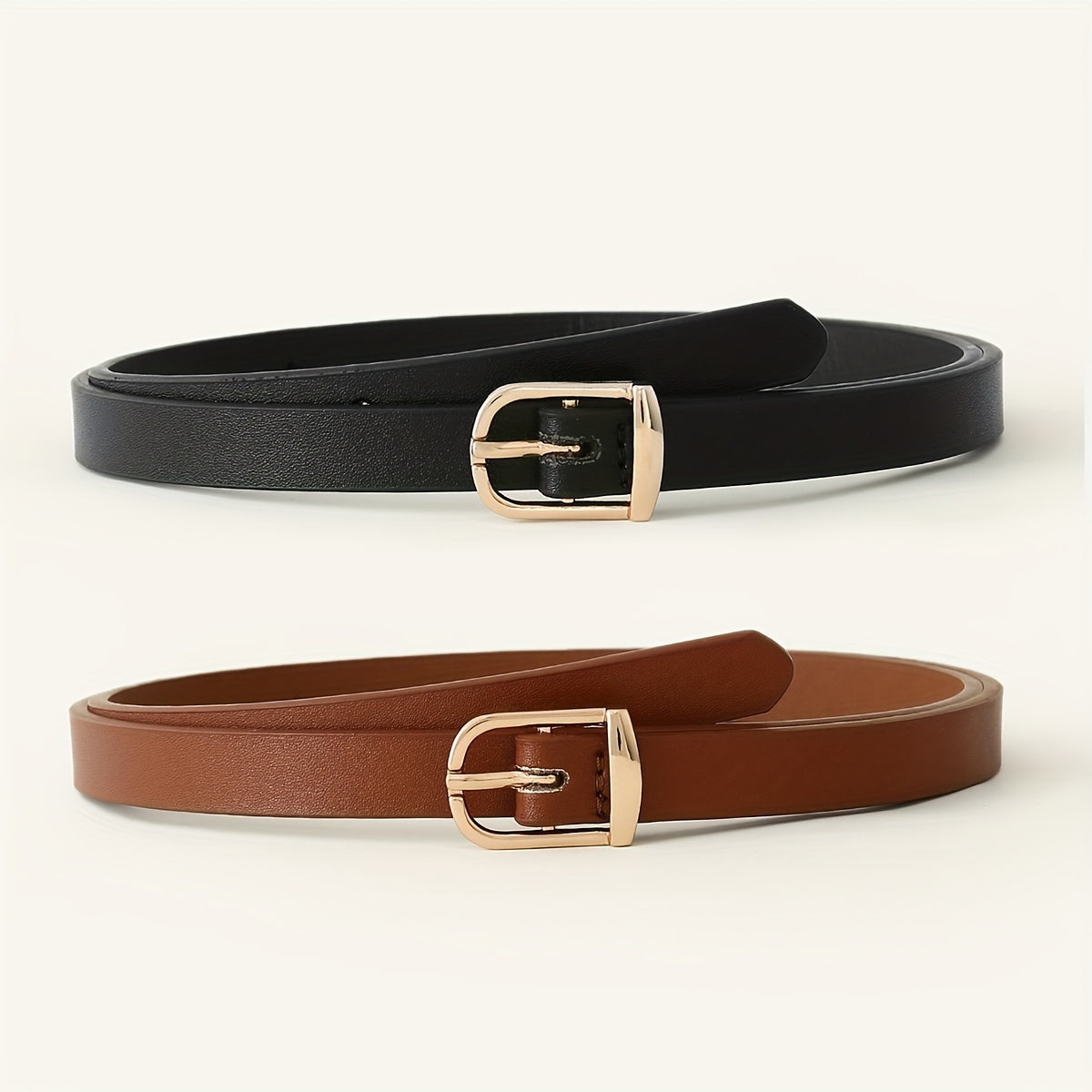2pcs Square Buckle Belt Girls Casual Decorative Accessories for Pants