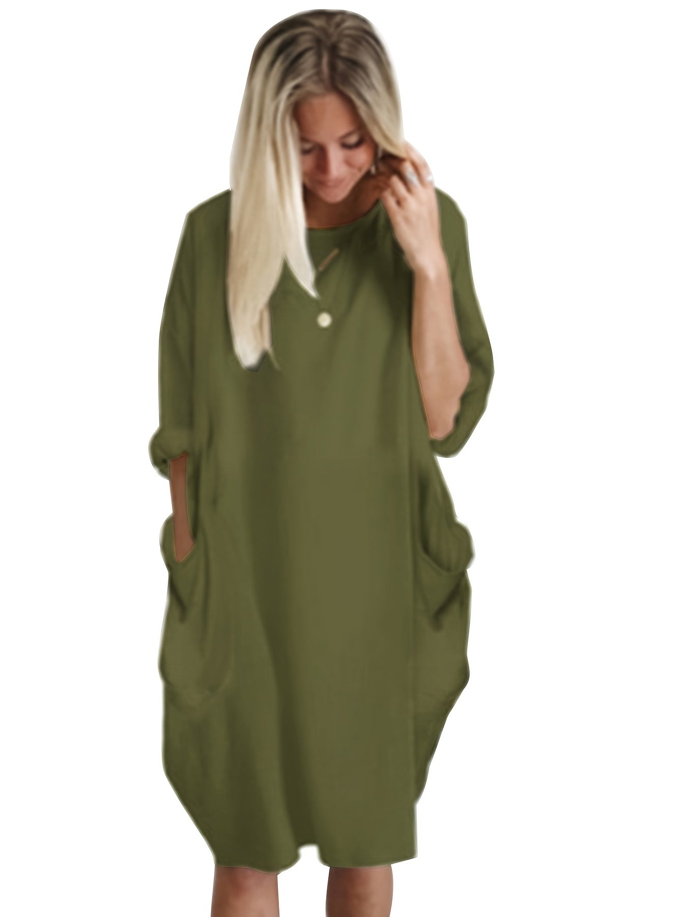  Casual Dress Women's Plain Short Sleeve Loose Dress