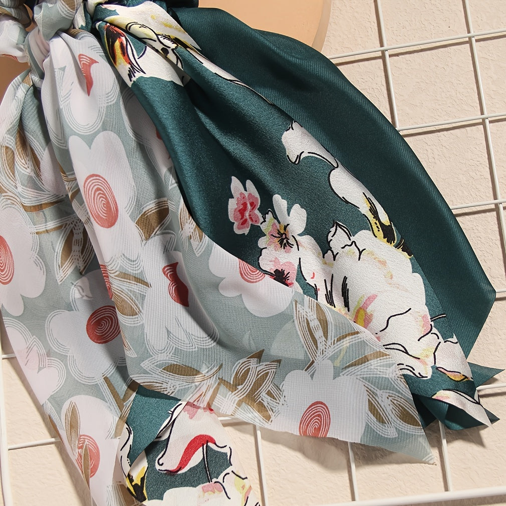 3pcs Floral Hair Scarf Scrunchies Bowknot Chiffon Hair Scarves