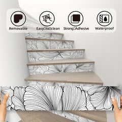 6pcs Tropical Flower Stair Stickers Self-adhesive Wallpaper