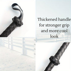 91IN Long Horse Whip PU Material with Nail Leather Equestrian Prop