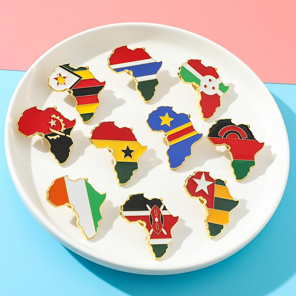 World Map Brooch Africa Angola Ghana Kenya Enamel Pin Backpack Gift
