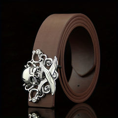 Skull Belt Buckle Casual Leather Belt Men