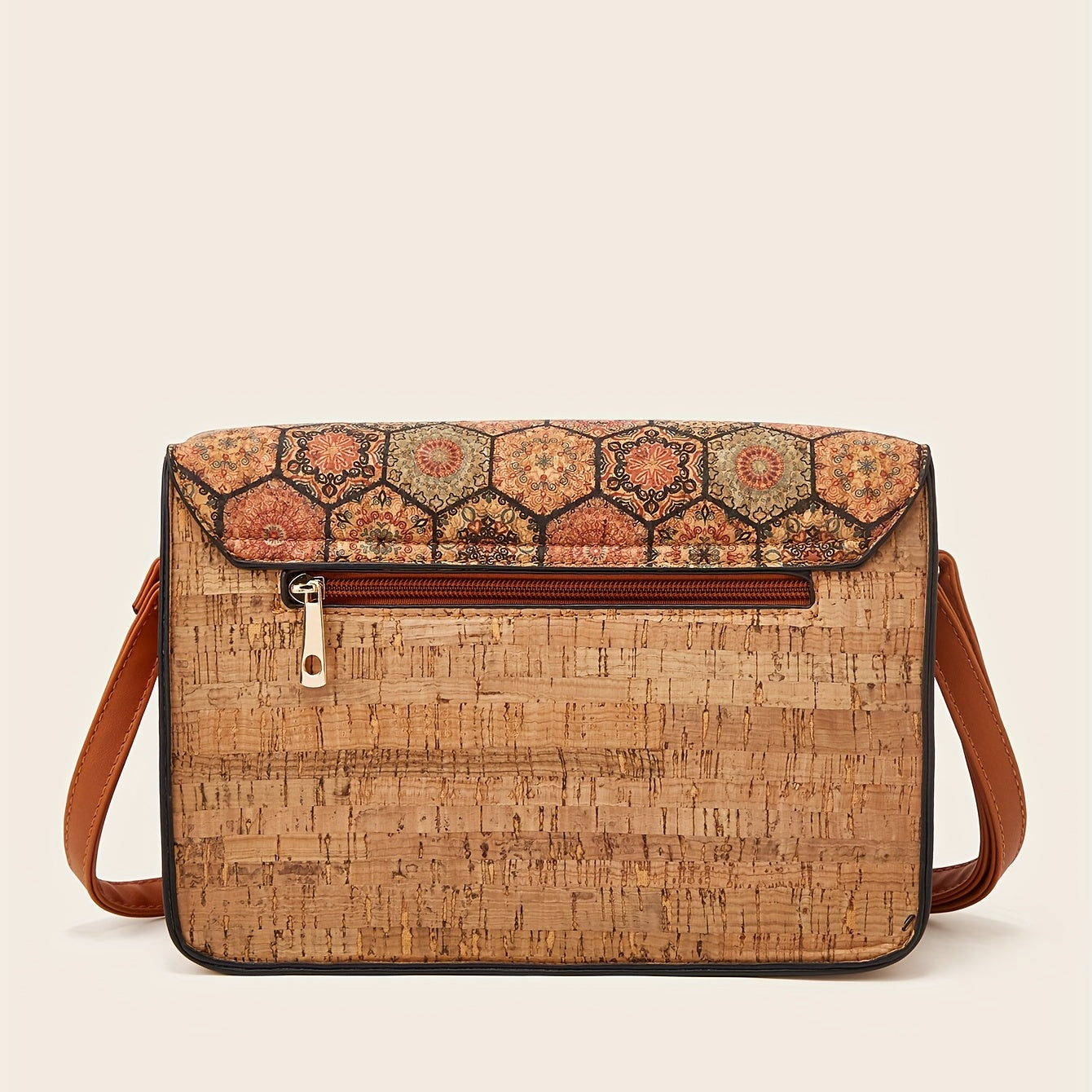 Vintage Flower Print Crossbody Bag Buckle Shoulder Bag
