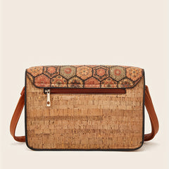 Vintage Flower Print Crossbody Bag Buckle Shoulder Bag