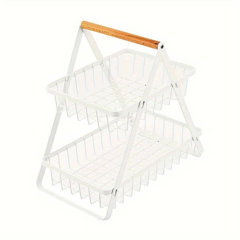 Iron Art Double Layer Fruit Basket Storage Rack Room Decor