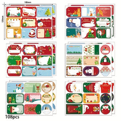108pcs Christmas Stickers Gift Sealing Stickers Party Decoration Stickers