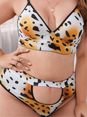  Tie Dye & Leopard Print Longline Bra & Panty Set