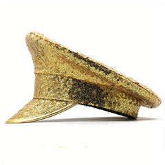 Glitter Bride Hat Full Sequin Decor Sparkly Bridal Women Captain Hat