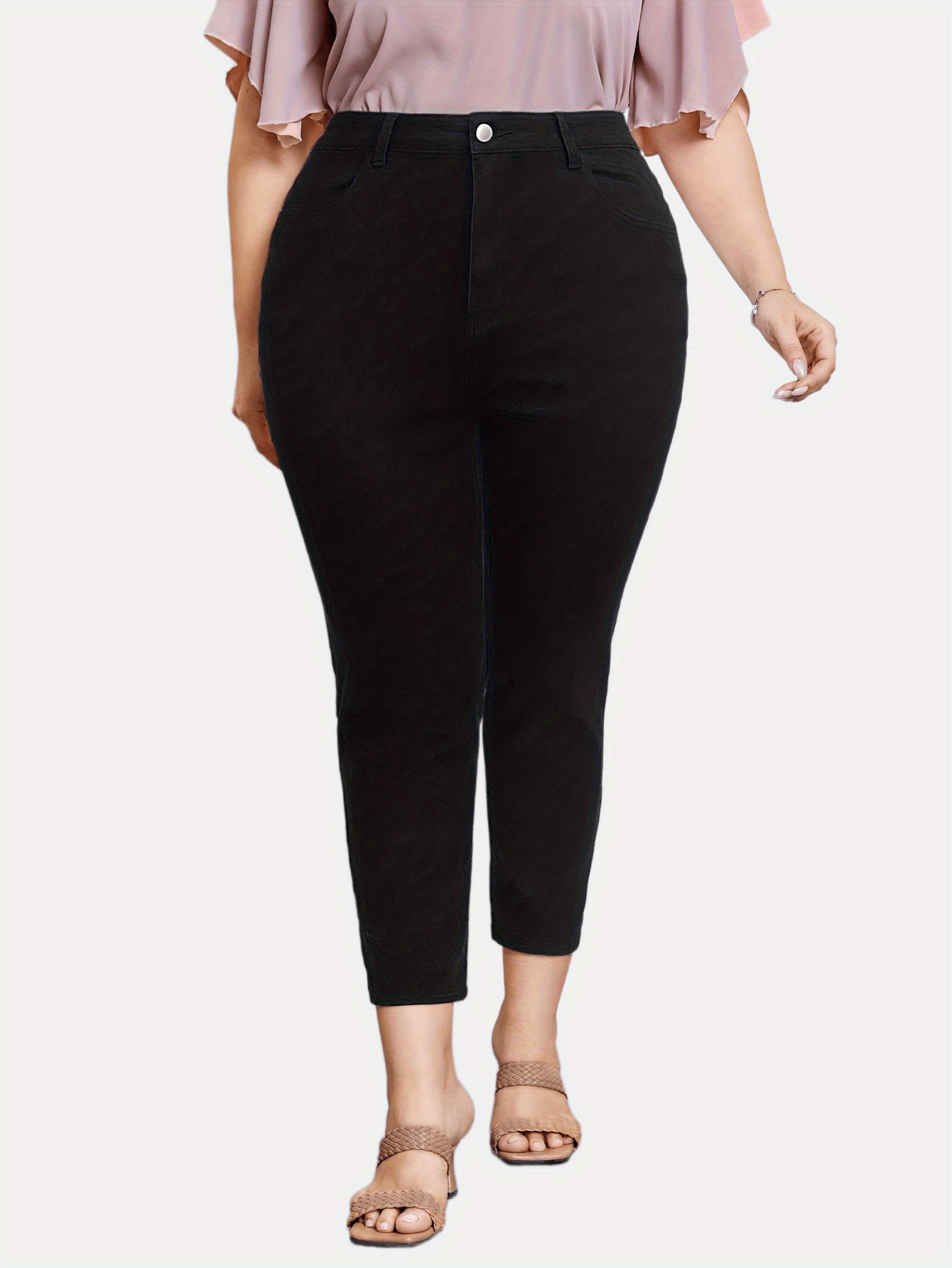  Casual Jeans High Rise Straight Leg Jeans With Pockets