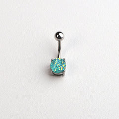 Stainless Steel Horseshoe Belly Button Ring with Zircon Inlay