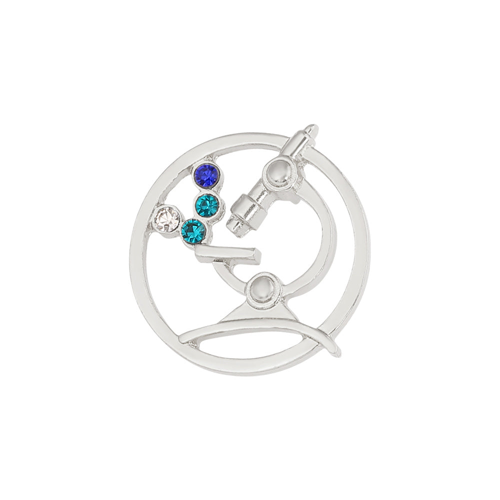 Microscope Shape Brooch With Artificial Diamond
