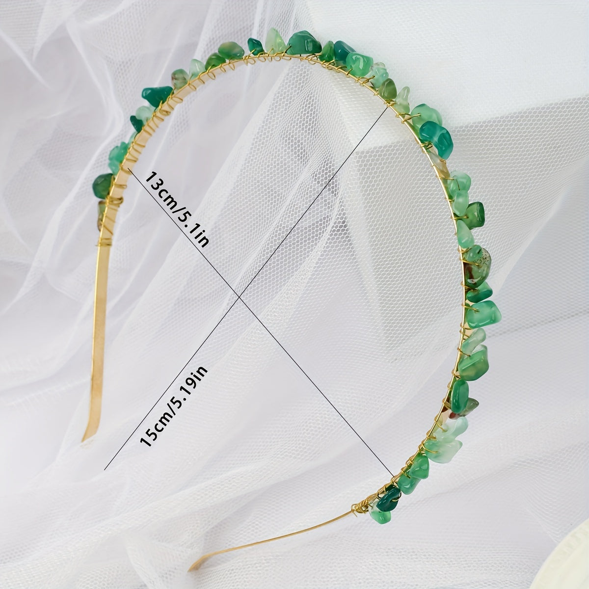 Green Agate Gravel Hairband Bohemian Crystal Headband
