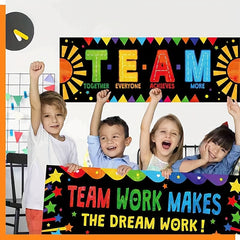 2pcs Teamwork & Motivational Classroom Banner Posters