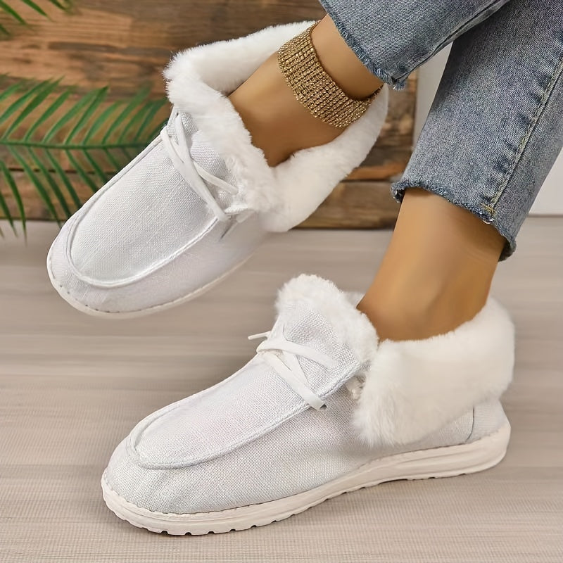 Women's Faux Fur Lined Board Shoes Warm Non-slip Walking Shoes