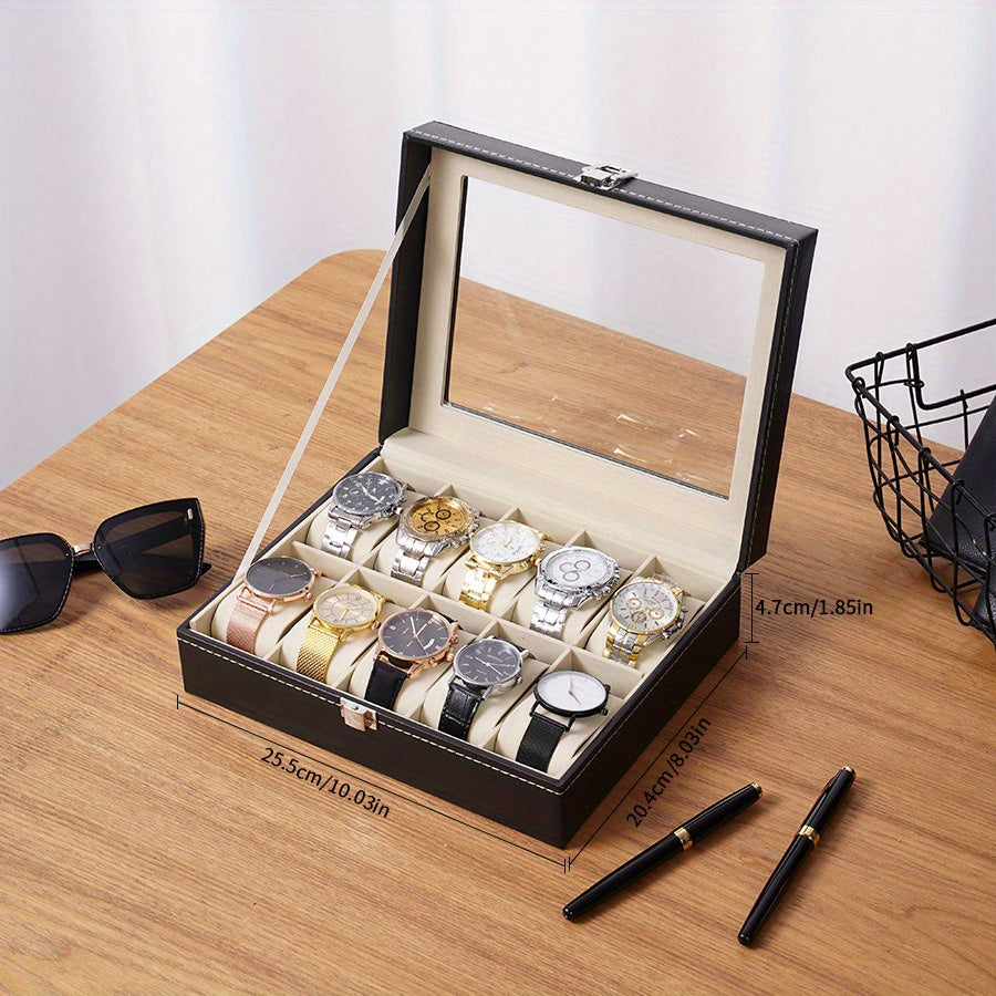 Watch Storage Box Display Case PU Leather 2 6 10 12 Digits