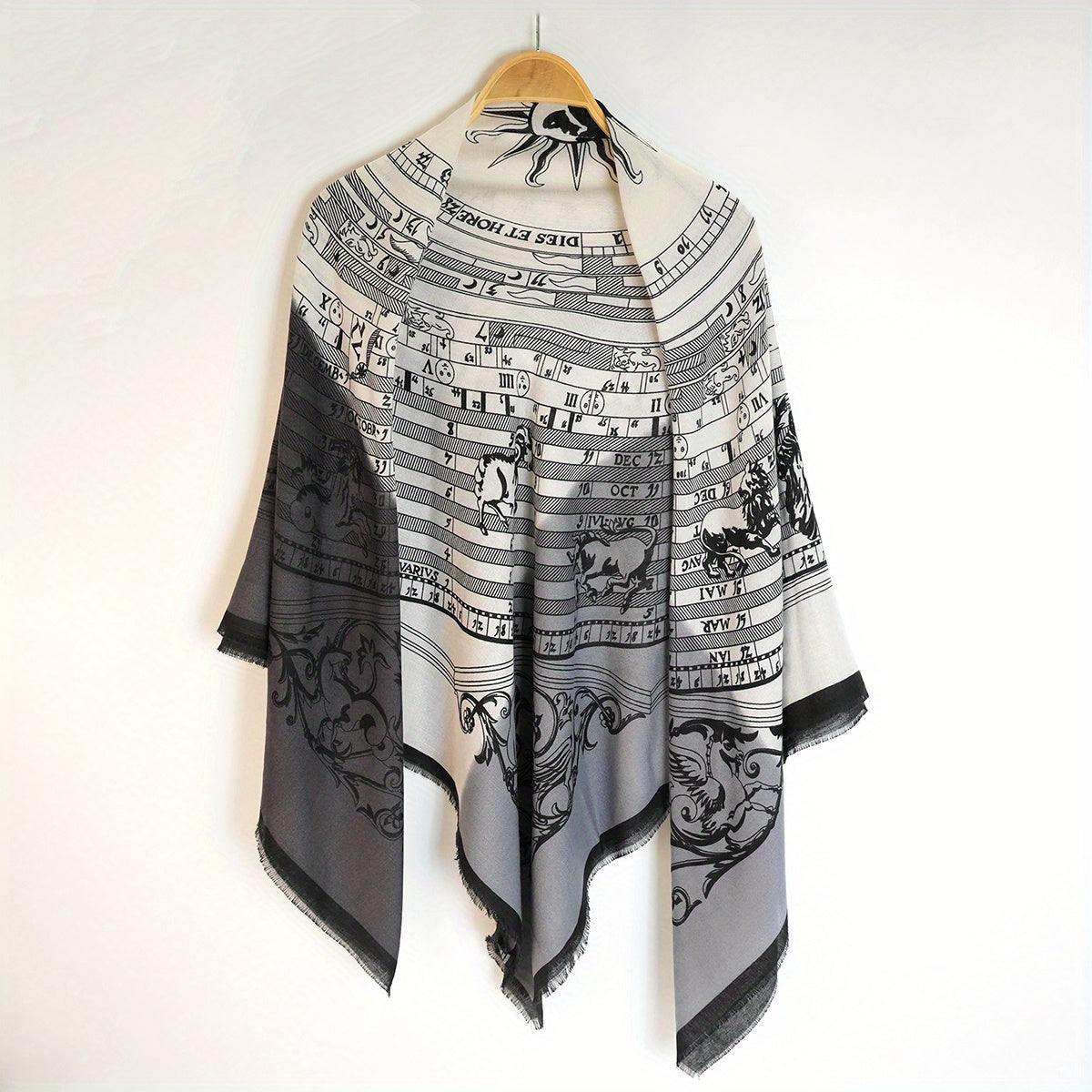 Classic Print Square Scarf Vintage Tassel Shawl Windproof Head Wrap