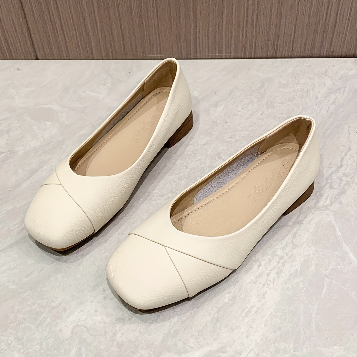 Women's Square Toe Low Heels Slip On Chunky Heels Work Shoes