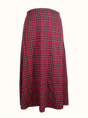  Plaid Print High Rise Swing Maxi Skirt