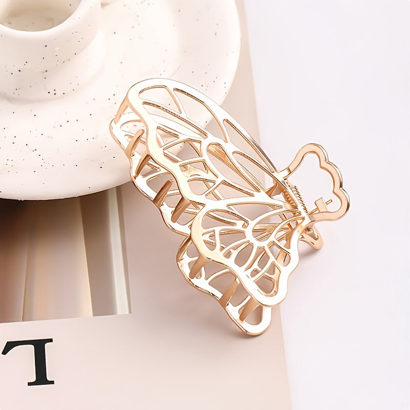 Large Metal Hair Claw Clips Butterfly Lady Thick Hair Barrette Non slip