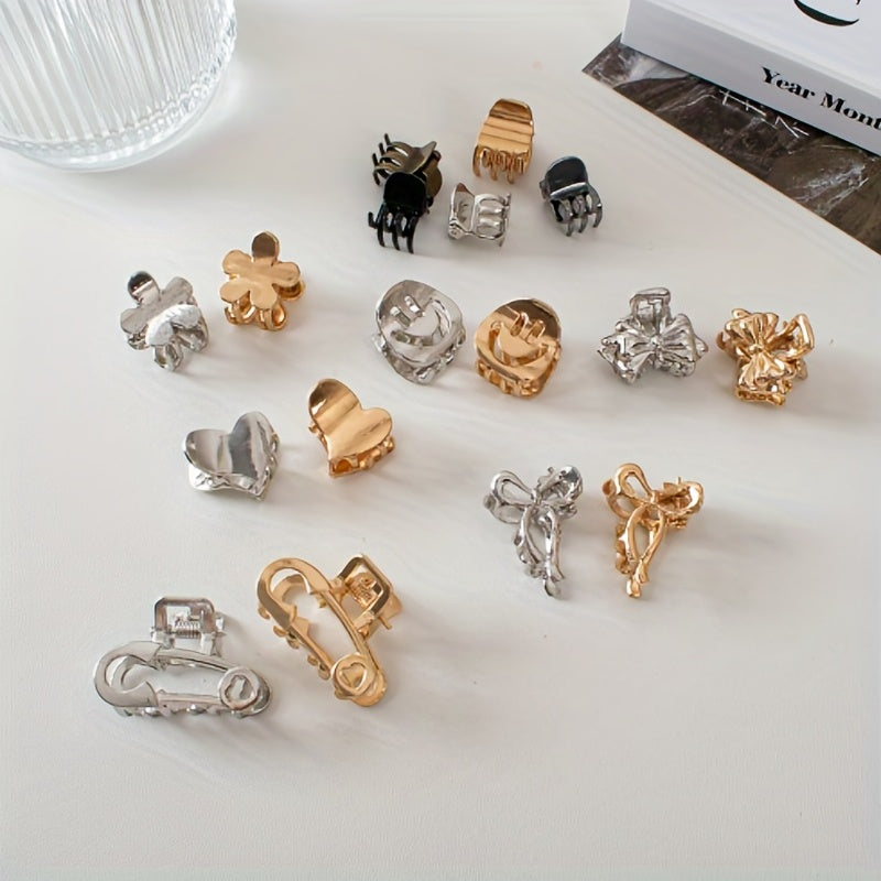 Metallic Hair Claw Clip Set Mini Hair Clip Women Girls