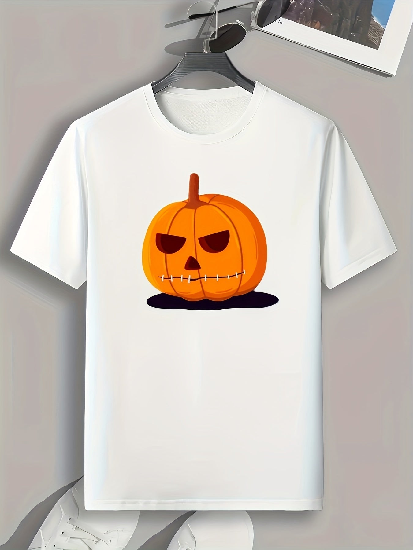Halloween Pumpkin Print Men's Graphic T-shirt for Summer