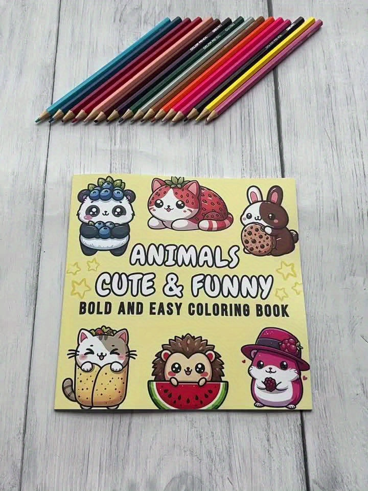 Adult Coloring Book Cats Rabbits & Elephants 24 Pages