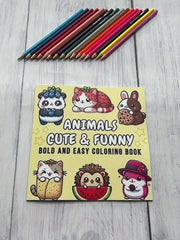 Adult Coloring Book Cats Rabbits & Elephants 24 Pages