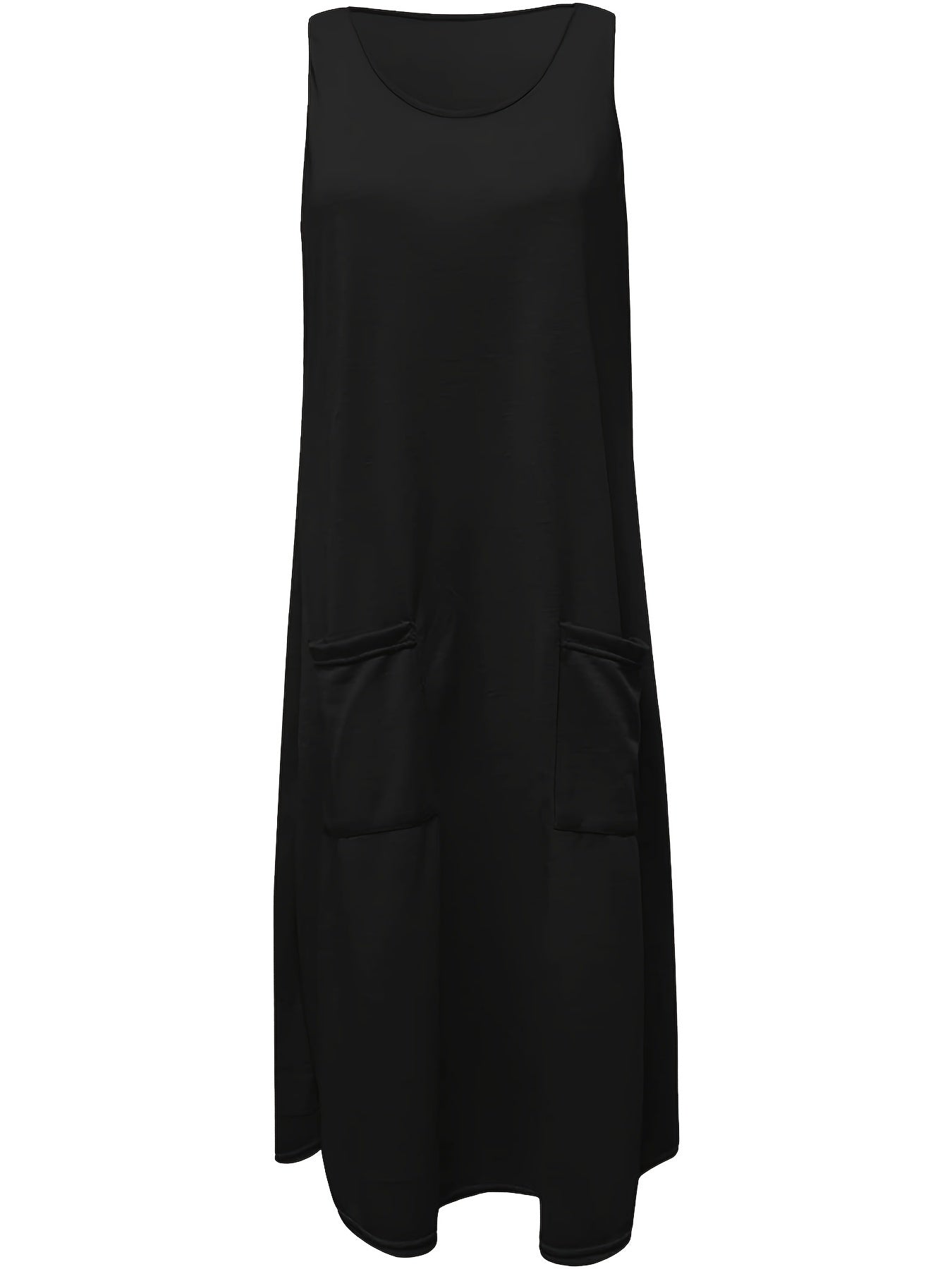  Casual Tank Dress Women's Plus Plain Round Neck Midi Dress