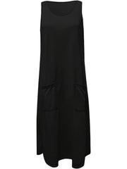  Casual Tank Dress Women's Plus Plain Round Neck Midi Dress