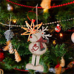 Christmas Elk Wooden Hanging Ornaments for Tree Decoration