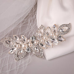 Silvery Faux Pear Hair Pin Rhinestone Hair Clip Wedding Hair Accessory