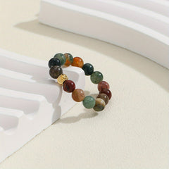 Natural Bead Ring 18k Plated Waterish Stacking Jewelry