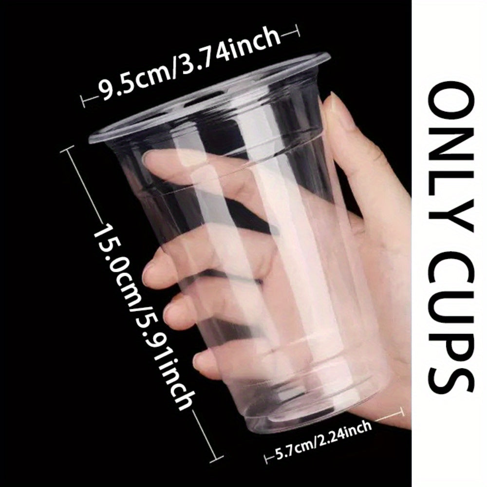 50PCS 16-20OZ Clear Plastic Cups with Flat Lids for Party Ice