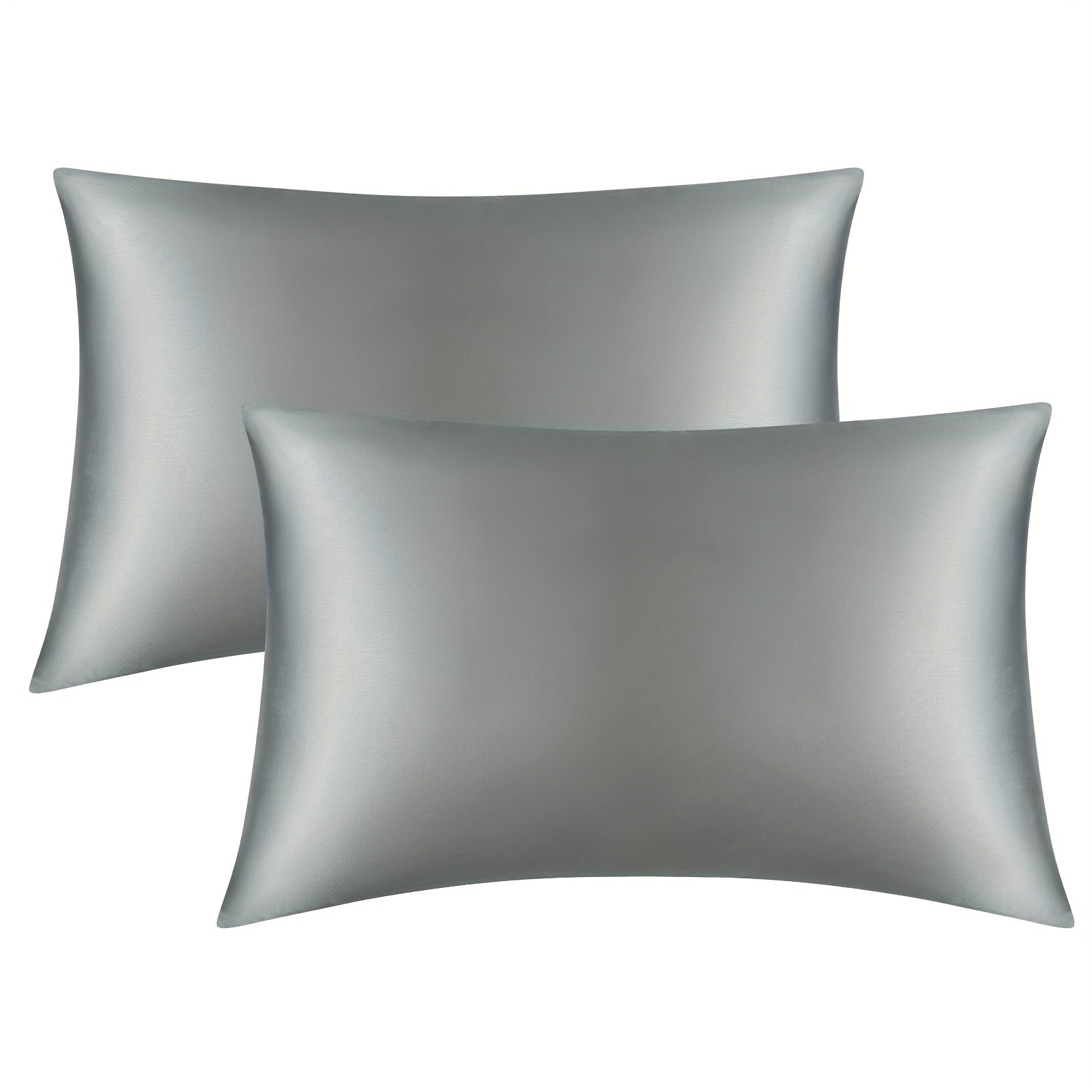 2pcs Silvery Grey Silk Pillowcase Satin Pillowcase with Envelope Closure